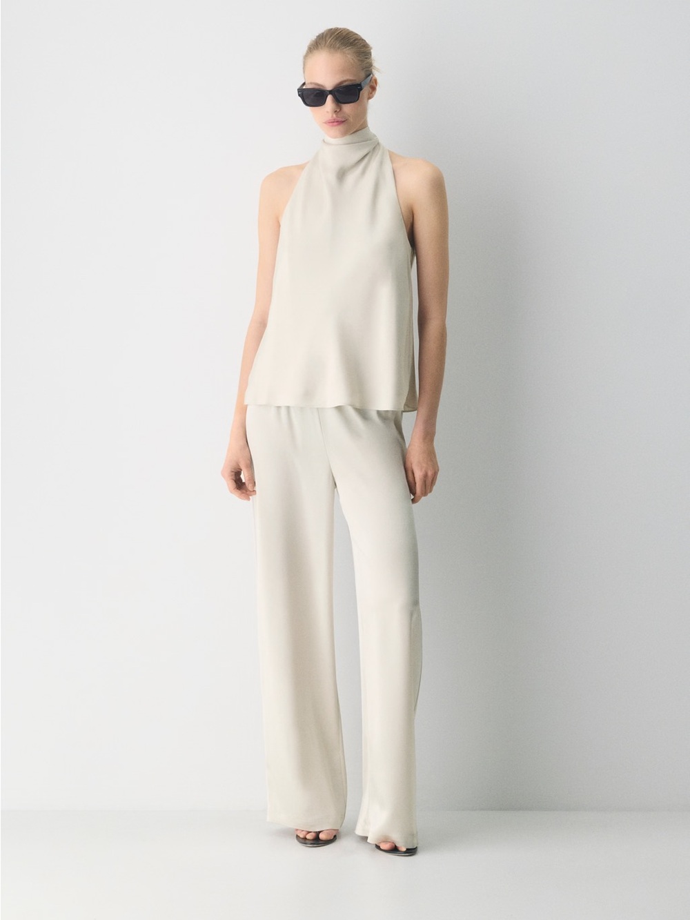 Aritzia Babaton Archer Satin Pant — Matte Pearl / XS — NWT